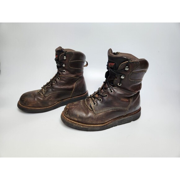 Red Wing Boots Mens 8 Utility Work Chore Wear Laborer Construction Brown Leather - Picture 1 of 10